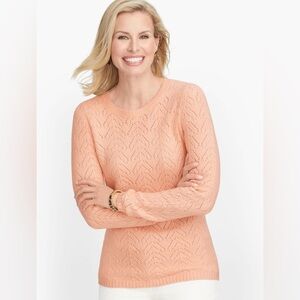 NWOT - Talbots Pointelle Crewneck Sweater in Champagne Rose - Size XL